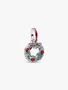 Pandora Holiday Wreath Double Dangle Charm